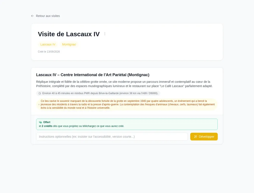 Écran Visites dans Anima