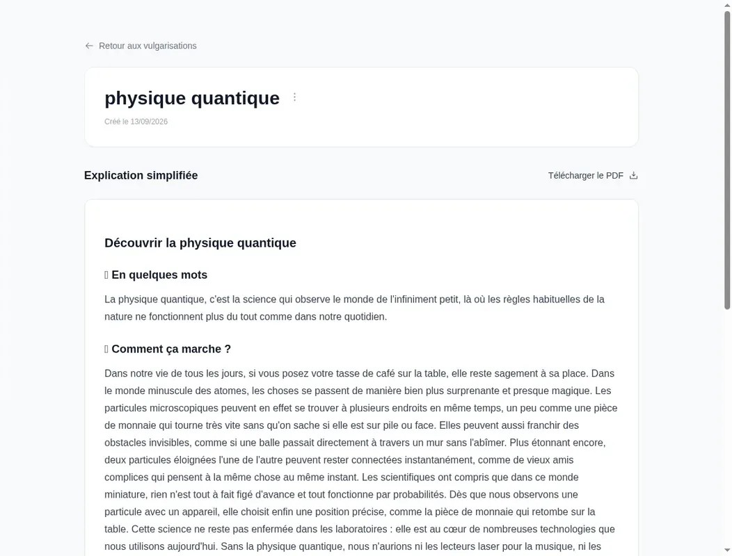 Écran Vulgarisator dans Anima