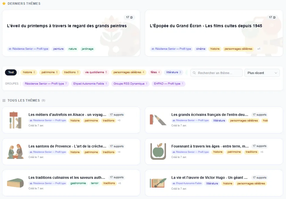 Écran de création d'un thème dans Anima